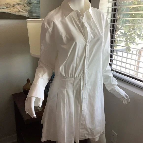 Zara White Cotton Layered Mini Shirt Dress - Picture 9 of 11
